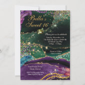 Mardi Gras Masquerade Birthday Party Kaart (Achterkant)