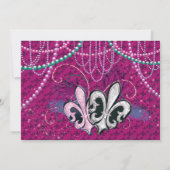 Mardi Gras Masquerade Birthday Party Kaart (Achterkant)