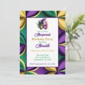 Mardi Gras Masquerade Birthday Party Kaart (Staand voorkant)