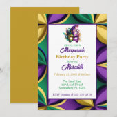 Mardi Gras Masquerade Birthday Party Kaart (Voorkant / Achterkant)