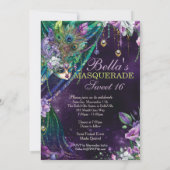 Mardi Gras Masquerade Birthday Party Kaart (Achterkant)