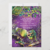 Mardi Gras Masquerade Birthday Party Kaart (Achterkant)