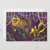 Mardi Gras Masquerade Birthday Party Kaart (Achterkant)