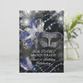 Mardi Gras Masquerade Birthday Party Uitnodiging (Staand voorkant)