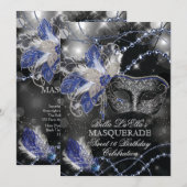 Mardi Gras Masquerade Birthday Party Uitnodiging (Voorkant / Achterkant)