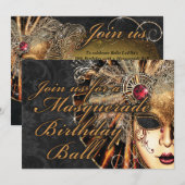 Mardi Gras Masquerade Birthday Party Uitnodiging (Voorkant / Achterkant)