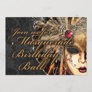 Mardi Gras Masquerade Birthday Party Uitnodiging