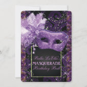 Mardi Gras Masquerade Birthday Party Uitnodiging (Voorkant)