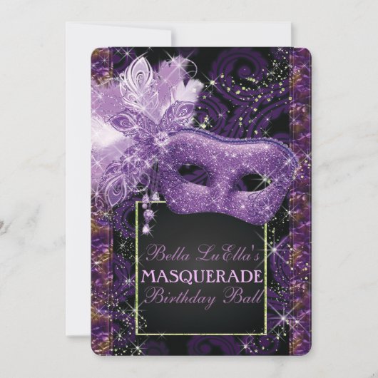 Mardi Gras Masquerade Birthday Party Uitnodiging (Voorkant)