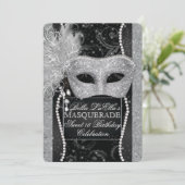 Mardi Gras Masquerade Birthday Party Uitnodiging (Staand voorkant)