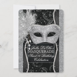 Mardi Gras Masquerade Birthday Party Uitnodiging