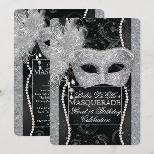 Mardi Gras Masquerade Birthday Party Uitnodiging