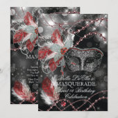 Mardi Gras Masquerade Birthday Party Uitnodiging (Voorkant / Achterkant)