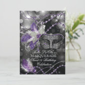 Mardi Gras Masquerade Birthday Party Uitnodiging (Staand voorkant)