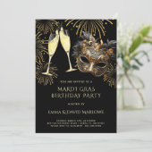 Mardi Gras Masquerade Birthday Party Uitnodiging (Staand voorkant)