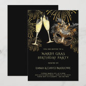Mardi Gras Masquerade Birthday Party Uitnodiging (Voorkant / Achterkant)