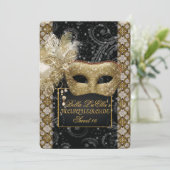 Mardi Gras Masquerade Birthday Party Uitnodiging (Staand voorkant)