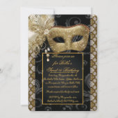 Mardi Gras Masquerade Birthday Party Uitnodiging (Achterkant)