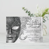 Mardi Gras Masquerade Birthday Party Uitnodiging (Staand voorkant)