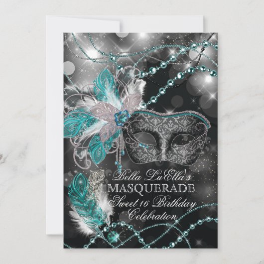 Mardi Gras Masquerade Birthday Party Uitnodiging (Voorkant)