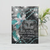 Mardi Gras Masquerade Birthday Party Uitnodiging (Staand voorkant)