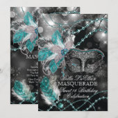 Mardi Gras Masquerade Birthday Party Uitnodiging (Voorkant / Achterkant)