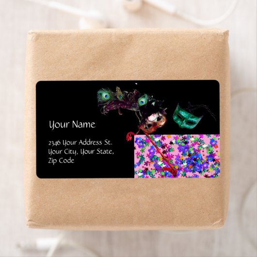 MARDI GRAS MASQUERADE confetti Etiket (Insitu)