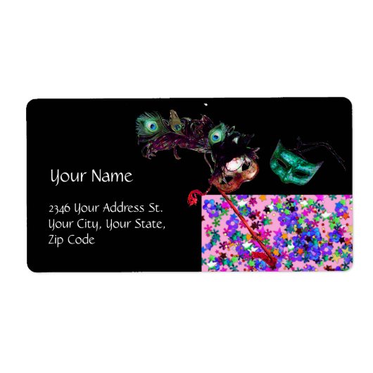 MARDI GRAS MASQUERADE confetti Etiket (Voorkant)