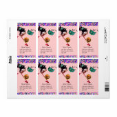 MARDI GRAS MASQUERADE Confetti monogram paars Etiket (Full Sheet)