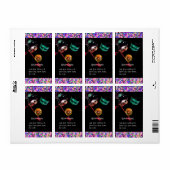 MARDI GRAS MASQUERADE Confetti monogram zwart Etiket (Full Sheet)