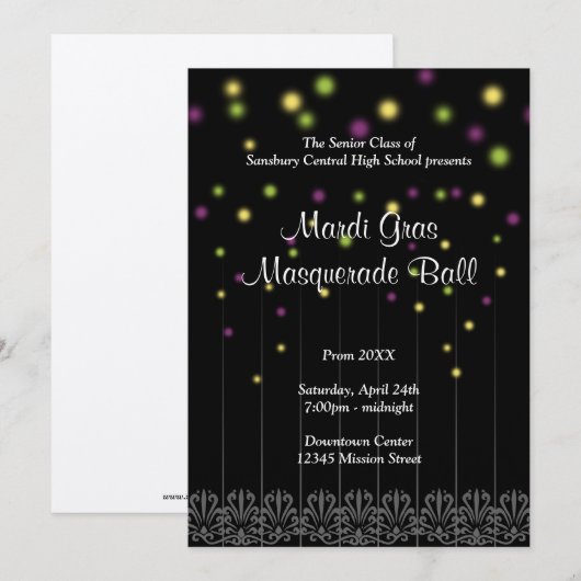 Mardi Gras masquerade confetti prom danbal Kaart (Voorkant / Achterkant)