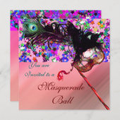 MARDI GRAS MASQUERADE & CONFETTI zijde Kaart (Voorkant / Achterkant)