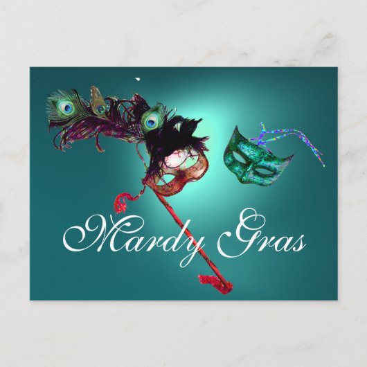 MARDI GRAS MASQUERADE edelsteen blauw Briefkaart (Voorkant)