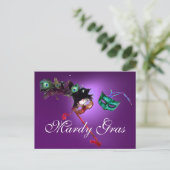 MARDI GRAS MASQUERADE edelsteen paarse Briefkaart (Staand voorkant)
