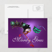 MARDI GRAS MASQUERADE edelsteen paarse Briefkaart (Voorkant / Achterkant)