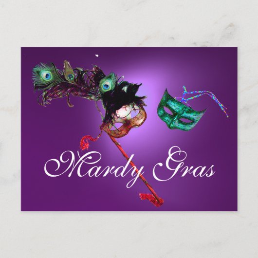 MARDI GRAS MASQUERADE edelsteen paarse Briefkaart (Voorkant)