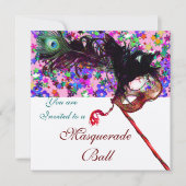 MARDI GRAS MASQUERADE en CONFETTI wit roze zilver Kaart (Voorkant)