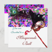 MARDI GRAS MASQUERADE en CONFETTI witte paarse roz Kaart (Voorkant / Achterkant)