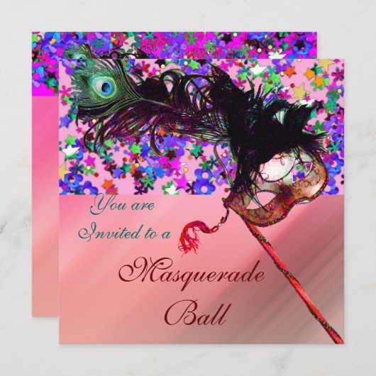 MARDI GRAS MASQUERADE EN CONFETTI zijde Kaart (Voorkant / Achterkant)