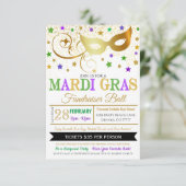 Mardi Gras Masquerade Event Invite Kaart (Staand voorkant)