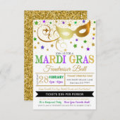 Mardi Gras Masquerade Event Invite Kaart (Voorkant / Achterkant)