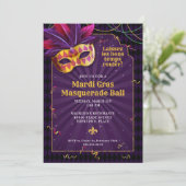 Mardi Gras Masquerade, Fat Dinsdag Party Kaart (Staand voorkant)