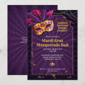 Mardi Gras Masquerade, Fat Dinsdag Party Kaart (Voorkant / Achterkant)