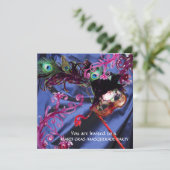 MARDI GRAS MASQUERADE FEestJE, BLAUWE ZIJDE STOF Kaart (Staand voorkant)