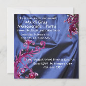 MARDI GRAS MASQUERADE FEestJE, BLAUWE ZIJDE STOF Kaart (Achterkant)