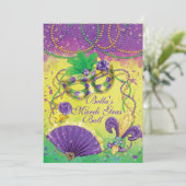 Mardi Gras Masquerade Feestuitnodigingen Kaart (Staand voorkant)