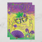 Mardi Gras Masquerade Feestuitnodigingen Kaart (Voorkant / Achterkant)