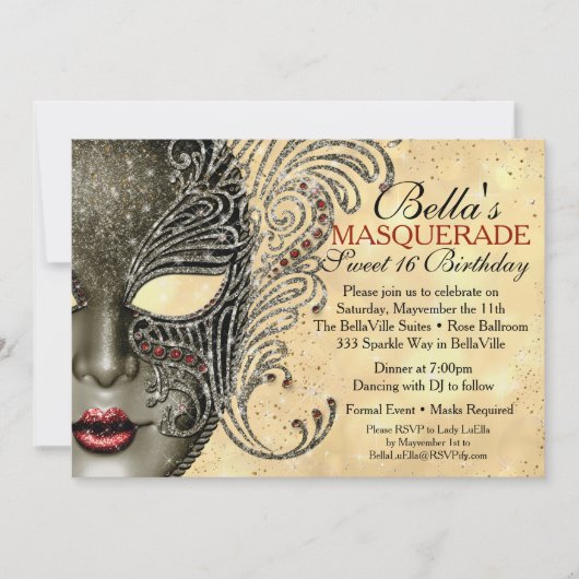 Mardi Gras Masquerade Feestuitnodigingen Kaart (Voorkant)