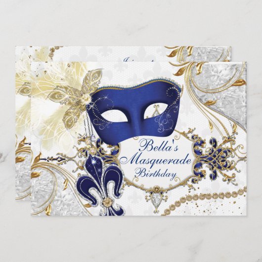 Mardi Gras Masquerade Feestuitnodigingen Kaart (Voorkant / Achterkant)