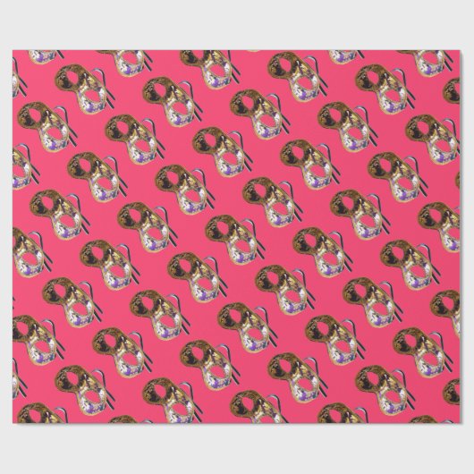 MARDI GRAS MASQUERADE fuchsia Cadeaupapier (Vlak)